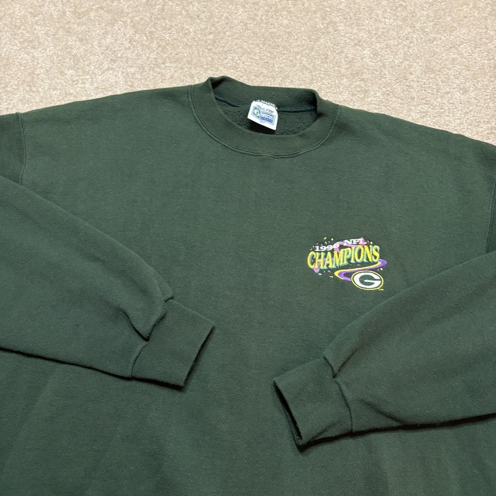 Vtg Green Bay Packers Sweatshirt Mens XL Green NFL 1996 SB Champs Crewneck 90s